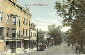 South side of Main St. east of Chestnut, now Rhino Records. Note New Paltz Highland Trolley track.