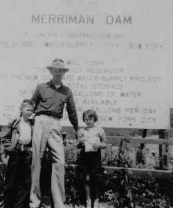 At the Merriman Dam. Lou Yess with his children, Lou and Vivian